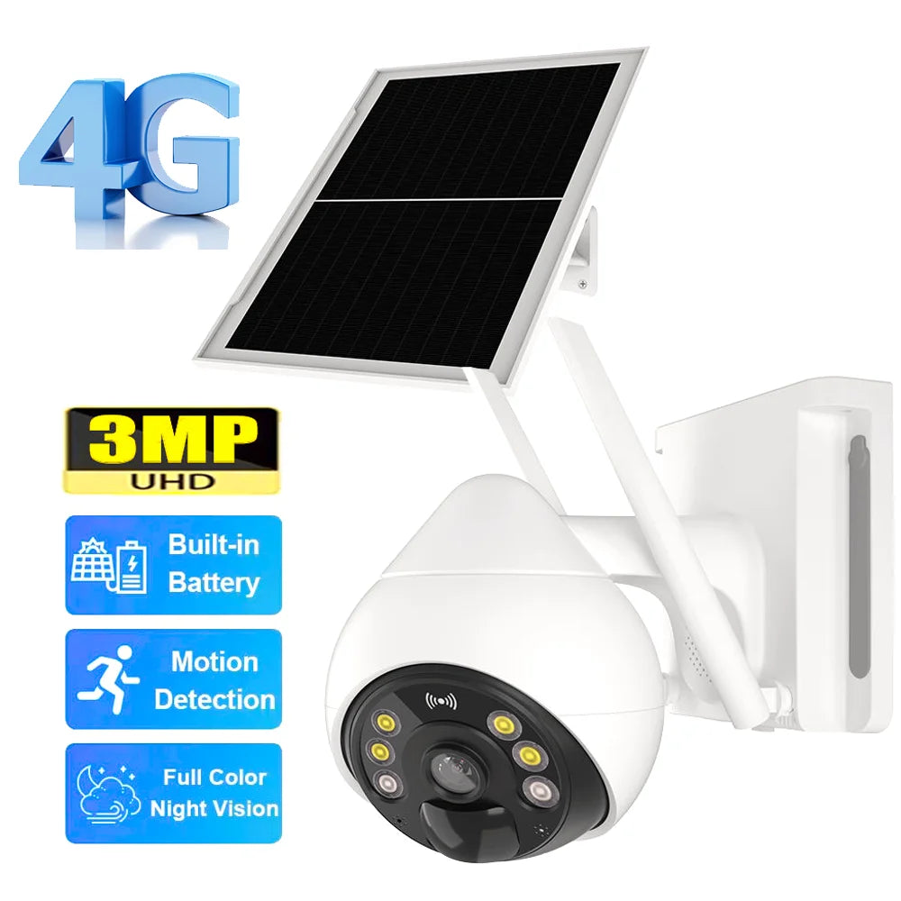 Hotsell OKAM 3MP CMOS 10000mAh 4G Solar Home Security Camera PTZ WIFI Color Night Vision Ultra Low Power Cloud Storage