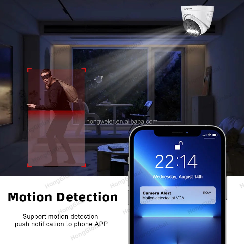 HongGlobal 5MP Kit POE Home Security Camera Set Network Video Recorder NVR 8 Channel Wireless Surveil System CCTV Camera System