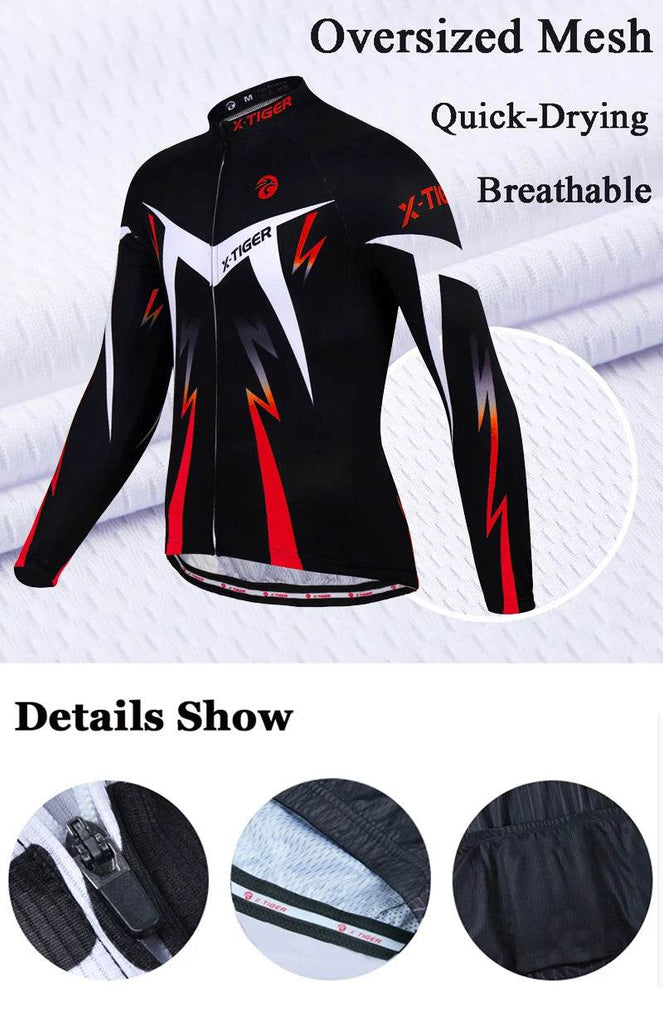 X-TIGER Autumn Cycling Jerseys Bike Long Sleeve MTB Bicycle Cycling Clothing Outdoors Sportswear MTB Mens Cycling Clothes