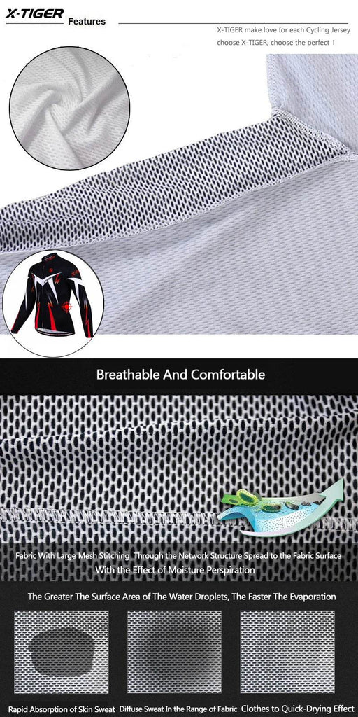 X-TIGER Autumn Cycling Jerseys Bike Long Sleeve MTB Bicycle Cycling Clothing Outdoors Sportswear MTB Mens Cycling Clothes