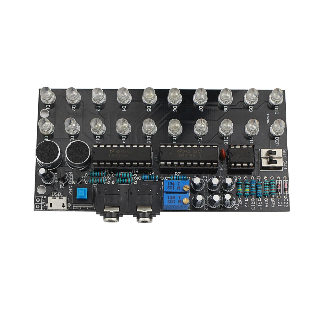 GHXAMP LM3915 Dual Channel 10 audio level indicator Kits MP3 PC Phone Speaker Music Spectrum With voice-activated