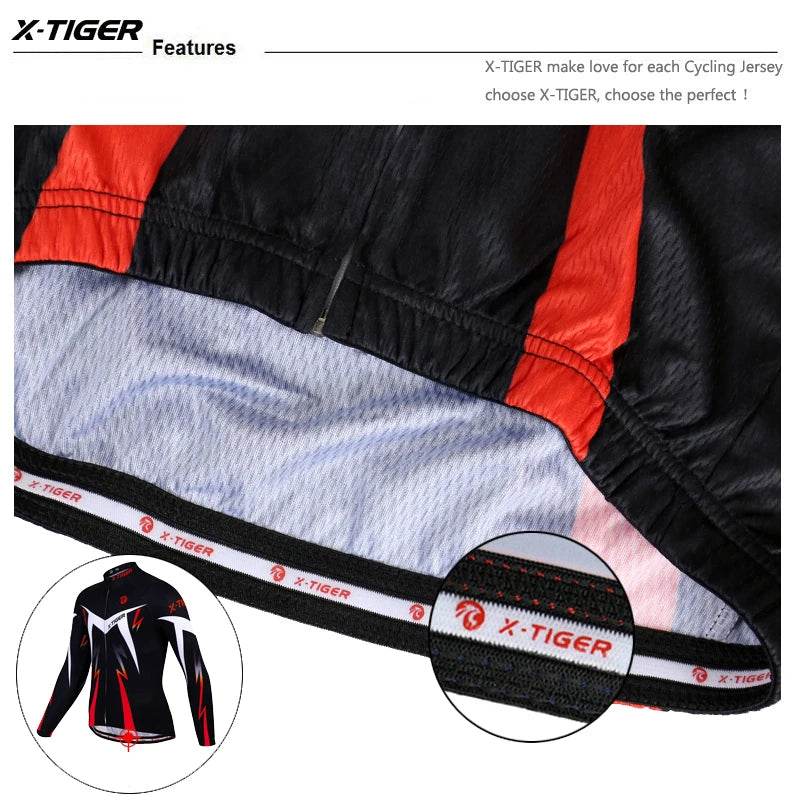 X-TIGER Autumn Cycling Jerseys Bike Long Sleeve MTB Bicycle Cycling Clothing Outdoors Sportswear MTB Mens Cycling Clothes