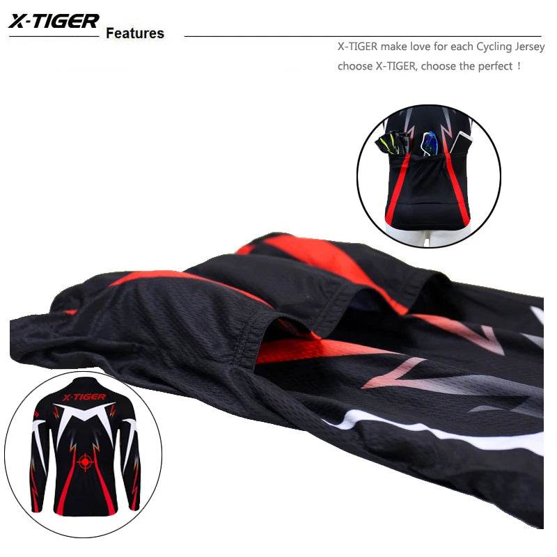 X-TIGER Autumn Cycling Jerseys Bike Long Sleeve MTB Bicycle Cycling Clothing Outdoors Sportswear MTB Mens Cycling Clothes