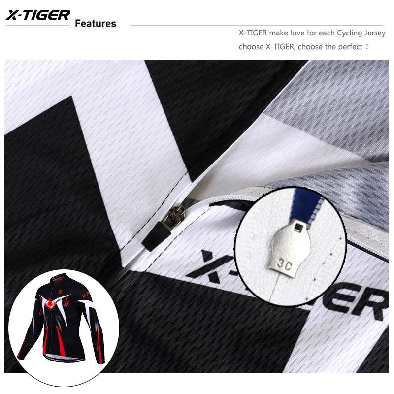 X-TIGER Autumn Cycling Jerseys Bike Long Sleeve MTB Bicycle Cycling Clothing Outdoors Sportswear MTB Mens Cycling Clothes