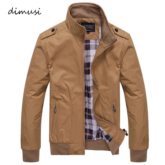 Spring Autumn Men's Bomber Jackets Casual Men Solid Color Sportswear Coats Men Stand Collar Slim Fit Business Trench Jackets 6XL