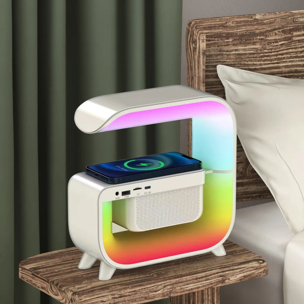 BT G3 Mini Speaker Night Light Multi Functional with Alarm Clock Speaker Led Wireless Charger Speakers