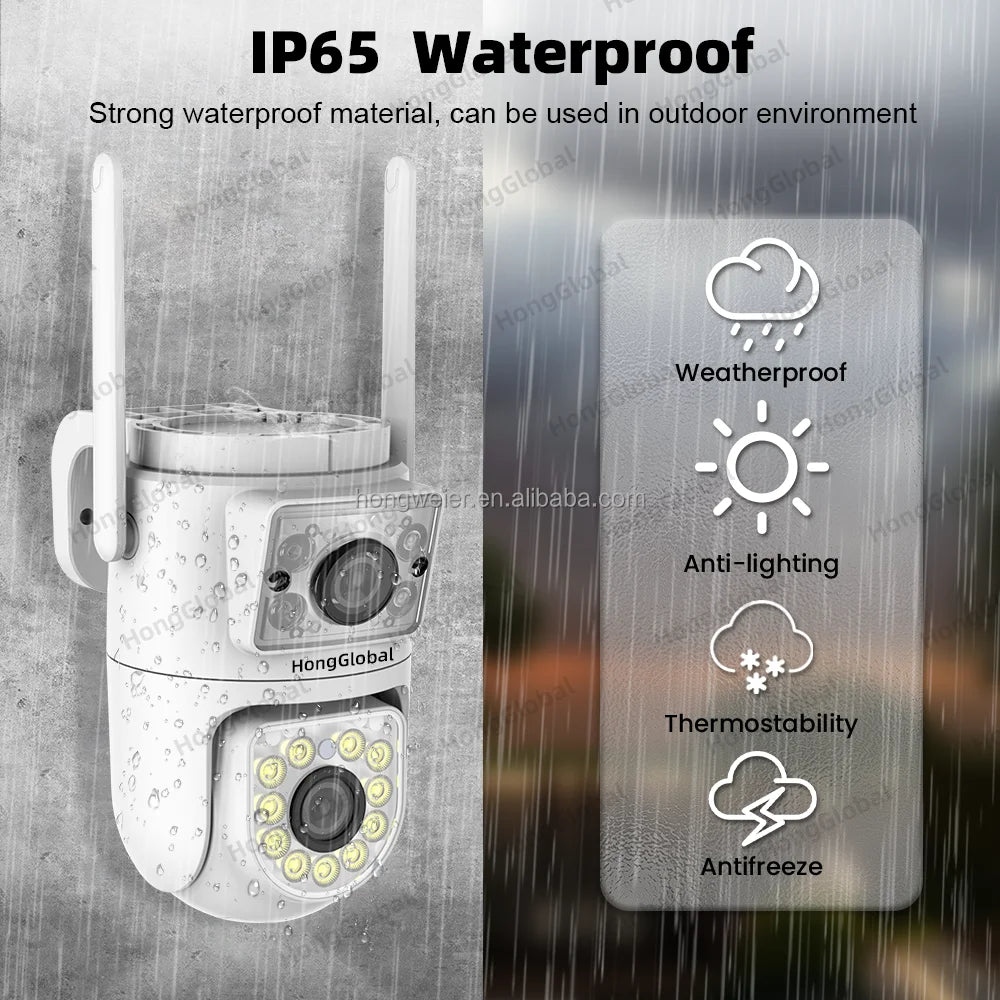 HongGlobal 8MP Smart 360 Degree PTZ IP Camera Tuya Dual Lens 4K 2.4G 5G WiFi Home Security Wireless Network CCTV Surveil Camera