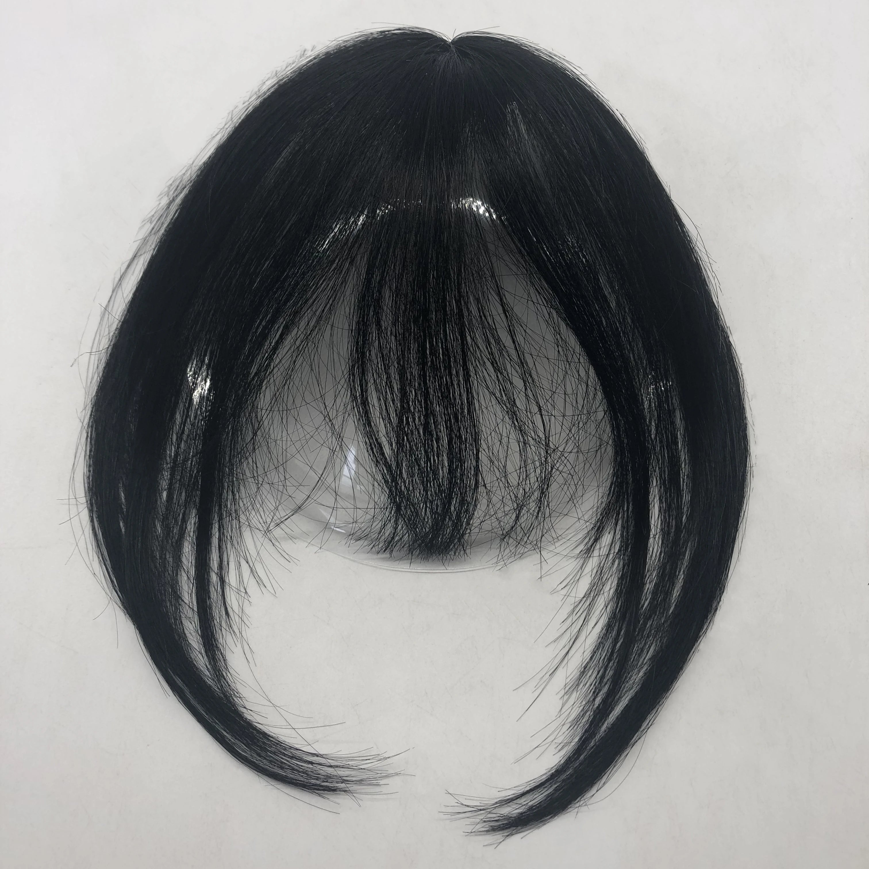 SS LONGFOR 8 Inch 3x4 Women's Hair Extensions 1 Clip in 3D 3D Bangs with Fringes Black Color Human Hair Topper