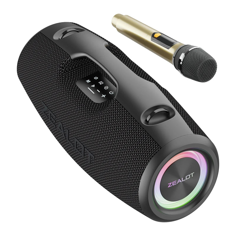 Enceinte d'extérieur portable ZEALOT S78 avec microphone sans fil, enceinte sans fil étanche 120W, karaoké/banque d'alimentation/TF/AUX/EQ/USB