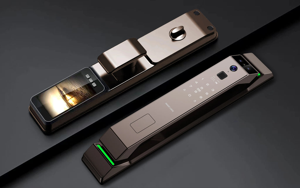 Door Smart Lock 3D Face Fingerprint Palm Vein Recognition Automatic Home Security Camera Remote Video Call for Wood Steel Door