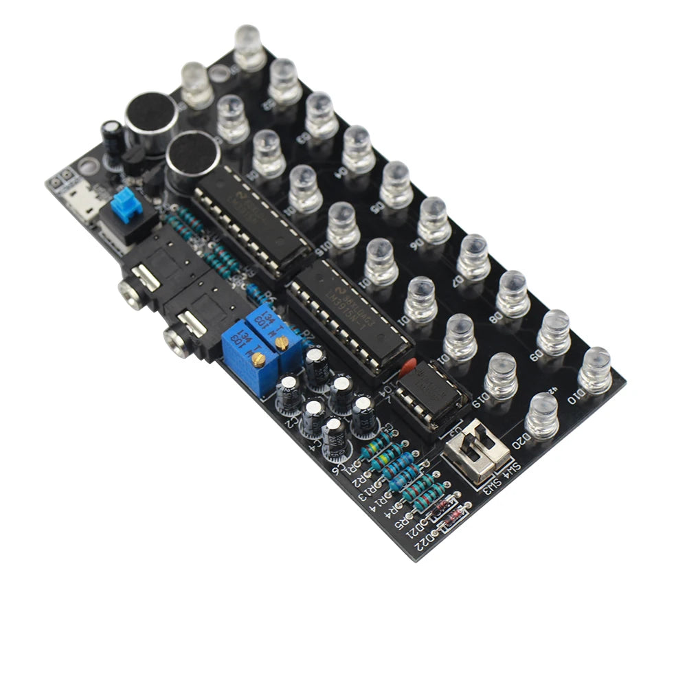 GHXAMP LM3915 Dual Channel 10 audio level indicator Kits MP3 PC Phone Speaker Music Spectrum With voice-activated