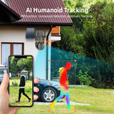 18000mAh Solar Panel 4G Outdoor Security Camera 3MP*3 Lens 10X Zoom Two-Way Audio Cloud Storage 8W CMOS Sensor Wide Night Vision