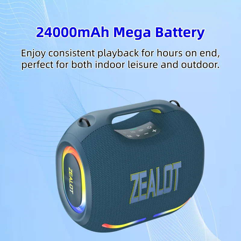 ZEALOT ZE01 120W Waterproof Outdoor RGB LED Battery-Powered for Speaker with AUX Input