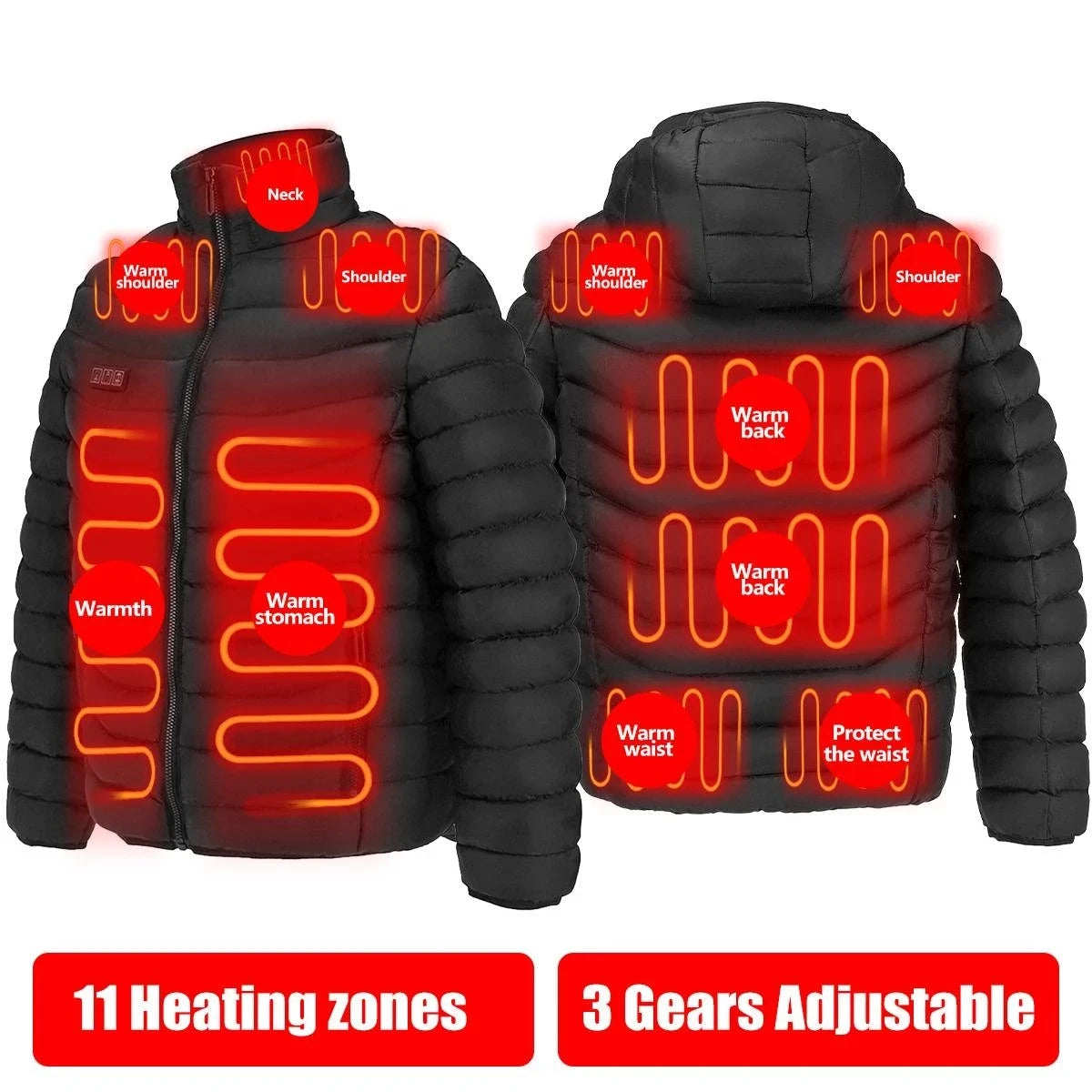 11 Heating Areas Heated Jacket Men Women's Winter Outdoor Camping Sportswear Heated Coat Graphene Heat Coat USB Heating Jackete