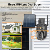 18000mAh Solar Panel 4G Outdoor Security Camera 3MP*3 Lens 10X Zoom Two-Way Audio Cloud Storage 8W CMOS Sensor Wide Night Vision