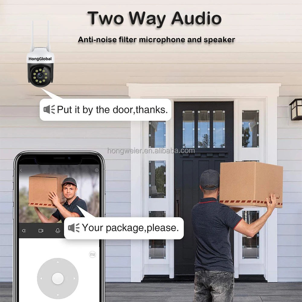 HongGlobal 3MP Smart Monitor Wireless Video Surveillance Outdoor IP PTZ Camera 360 Degree Tuya WiFi CCTV Home Security Camera
