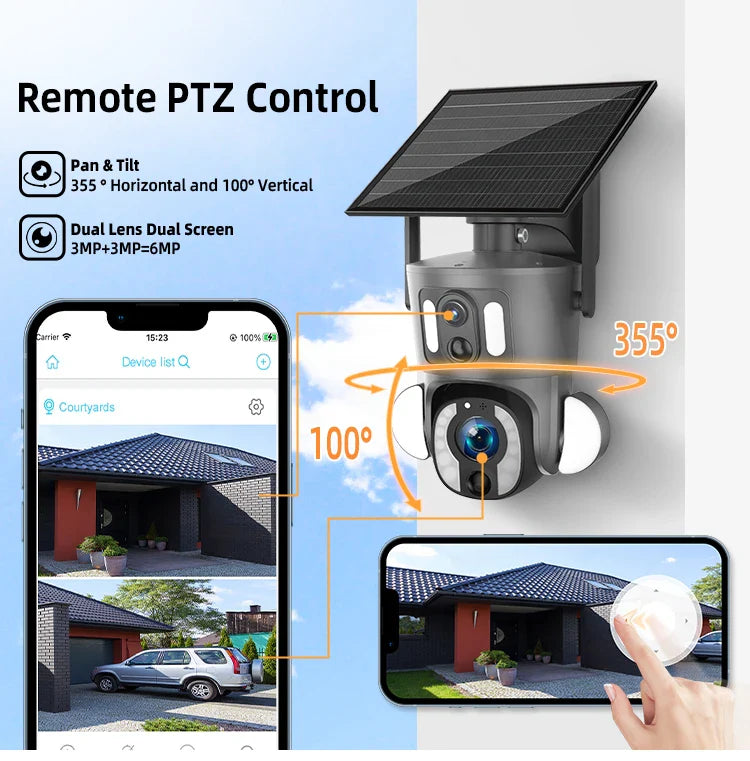6MP Ubox 4G Dual Lens 10X Optical Zoom Solar Low Powered Cctv Camera Home Security Surveillance& Ip Cameras Connected to Mobile
