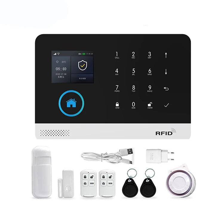 2025 New Style 2.4 Inch Screen Home Security Smart Tuya Alarm System WiFi+2G Version Works with Mobile App Remotely Control