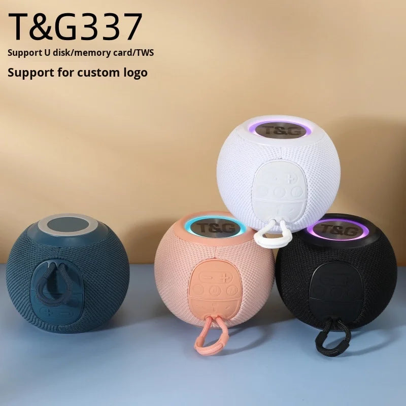 Tg337 Petit haut-parleur Bluetooth sans fil de bureau et d'extérieur avec éclairage LED RVB, son puissant, alimenté par batterie