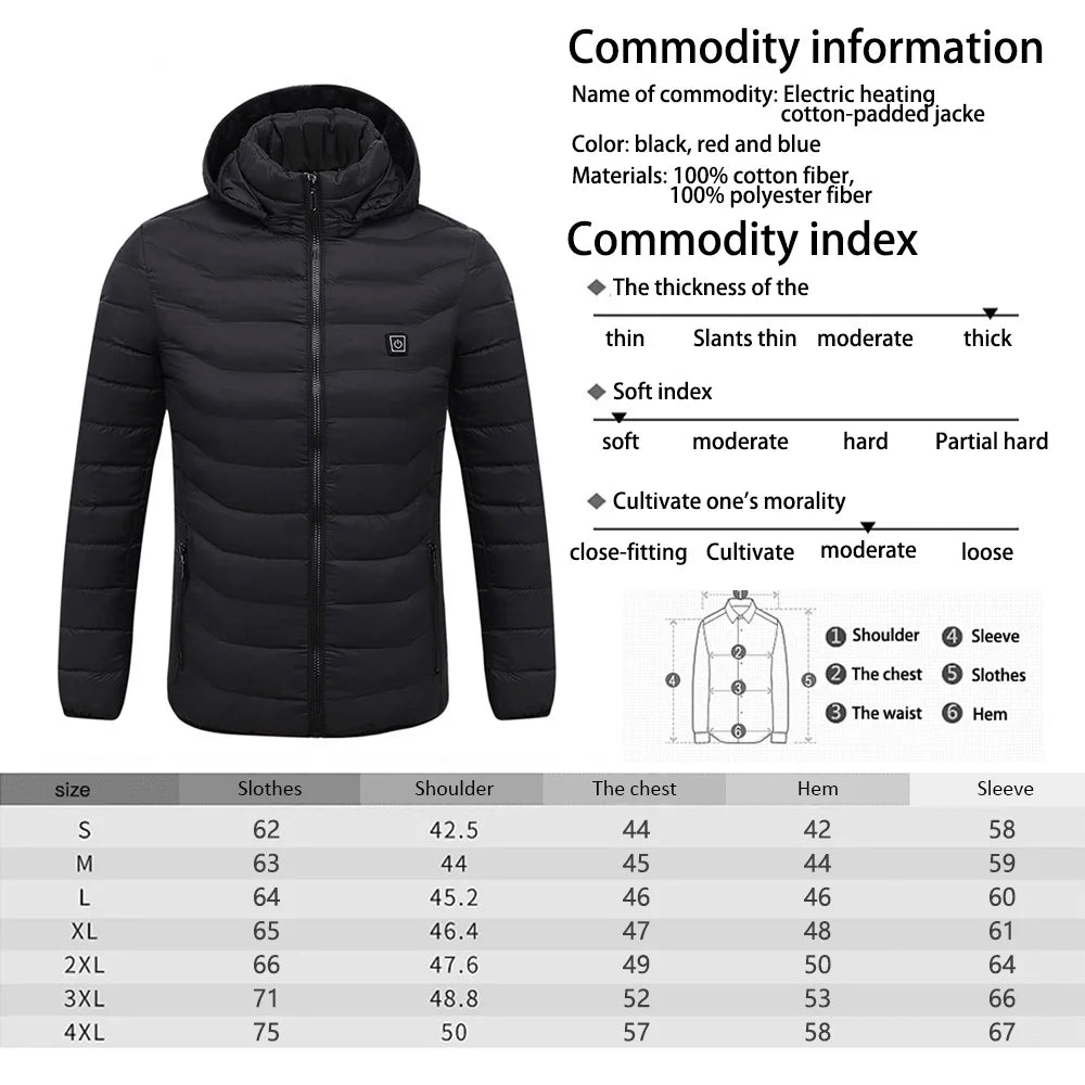 11 Heating Areas Heated Jacket Men Women's Winter Outdoor Camping Sportswear Heated Coat Graphene Heat Coat USB Heating Jackete
