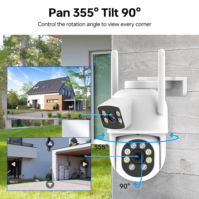 Best Sale House Alarm System Home Security Camera Dual Lens 4MP High Definition Pan/Tilt Network Camera WiFi