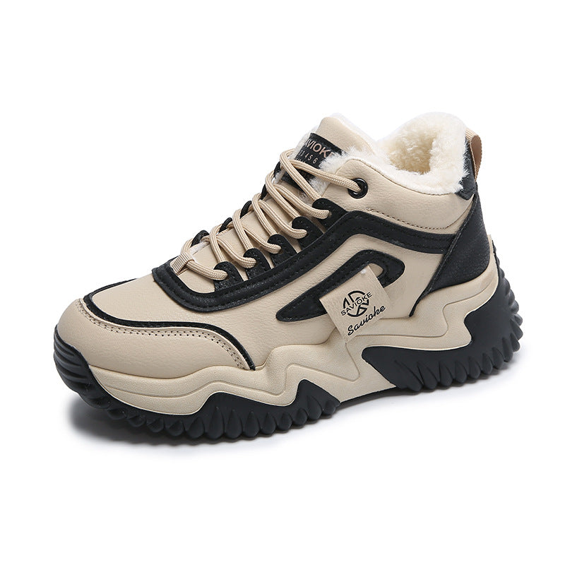 Fleece-lined Clunky Sneaker Female Warm Slugged Bottom Heighten Casual Shoes null