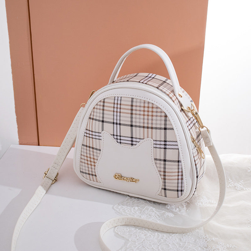 Women's Printed Checks Cat Pattern Shoulder Bag null