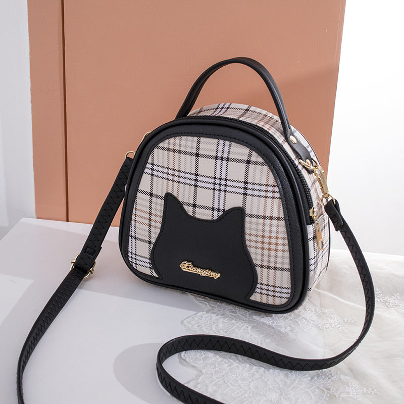 Women's Printed Checks Cat Pattern Shoulder Bag null