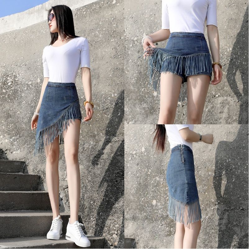 Fashion New Tassel Denim Skirt For Women null