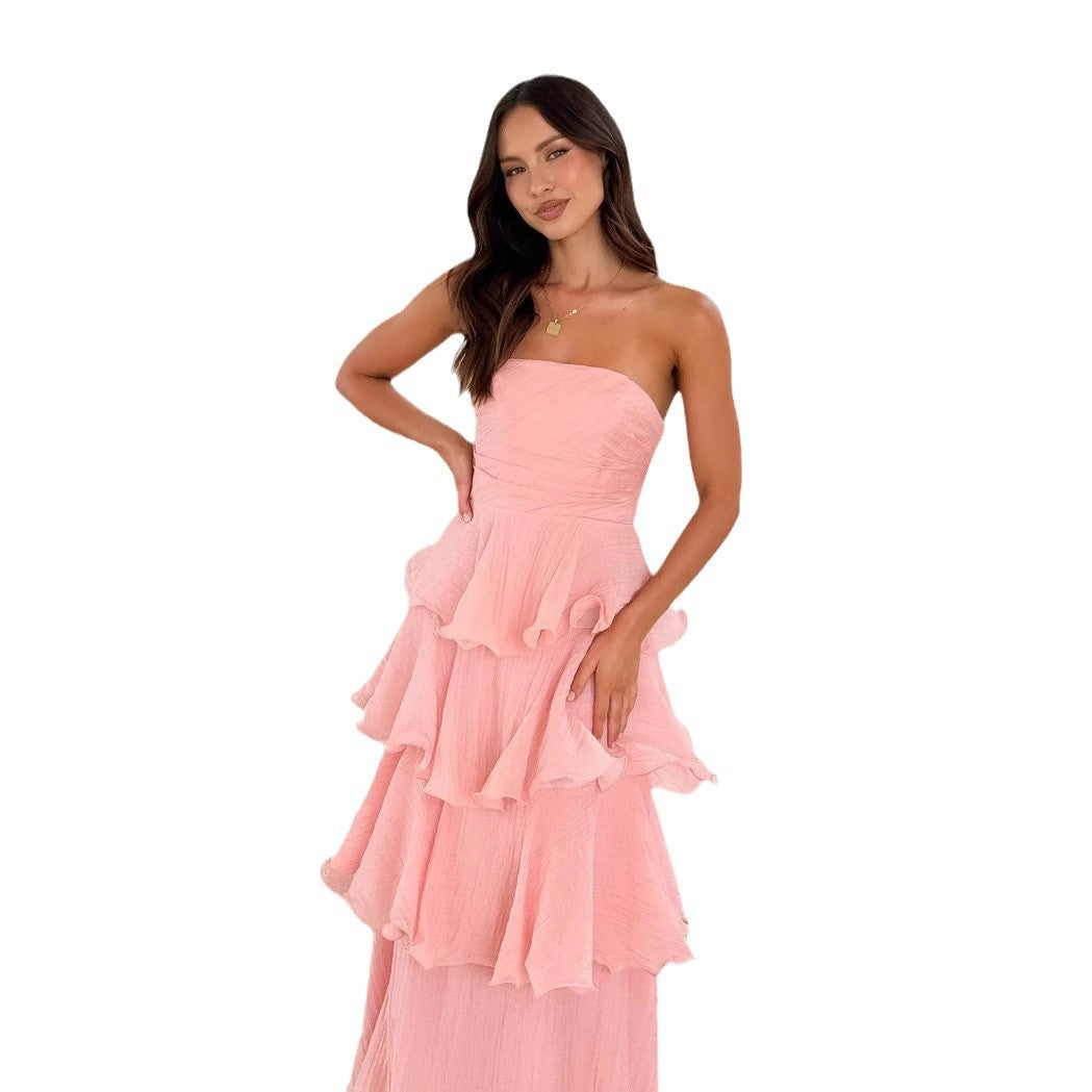 Women's Tube Top Backless Cake Dress.