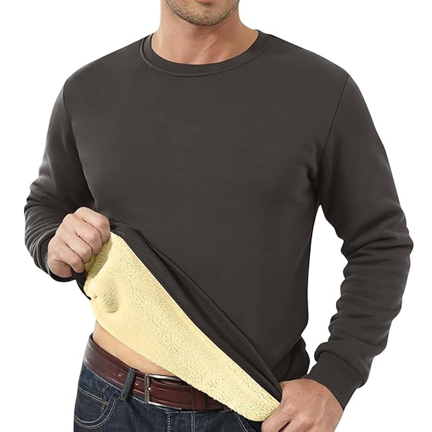 Men's Fleece Lined Padded Warm Keeping Loose Pullover Cashmere Hoodie null