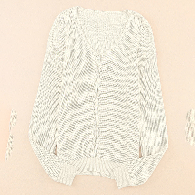 Threaded Long Sleeve Women's Sweater Autumn Slim Fit Pullover Simple Style Top null