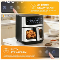 6.34QT Air Fryer with Visible Window, 400℉ Fast Heating, Nonstick Dishwasher-Safe Basket, 8-in-1 Presets