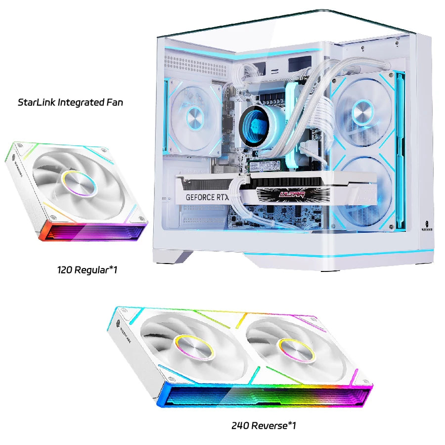 WJCOOLMAN AITO Mini MATX PC case RGB light strip 240 water cooler curved glass computer case