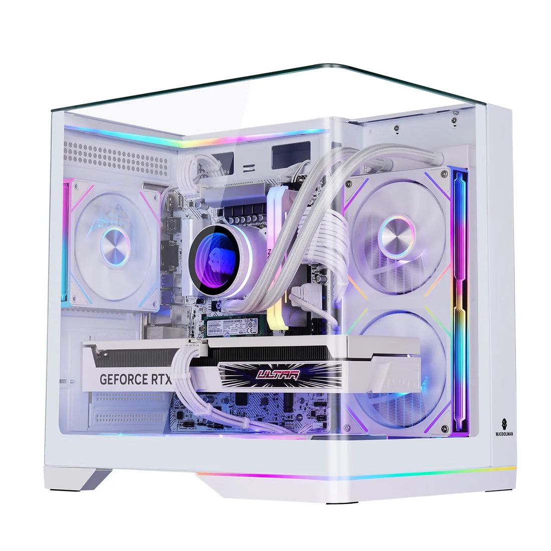 WJCOOLMAN WENJIE MINI three-sided side-lit integrated curved glass sea-view gaming case with ARGB lighting strip