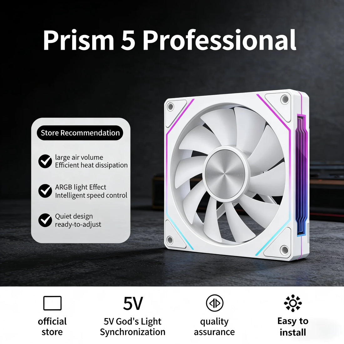 LDPCSJ Prism 4RS 120mm ARGB PC Case Fan with Infinity Mirror Design Motherboard Sync 4PIN PWM CPU Cooler Ventilador