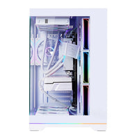 PLUS Rainbow Version White, Panoramic Version Sea View Room Computer Case (360 Water Cooling/ATX Main Board /ARGB Light Bar
