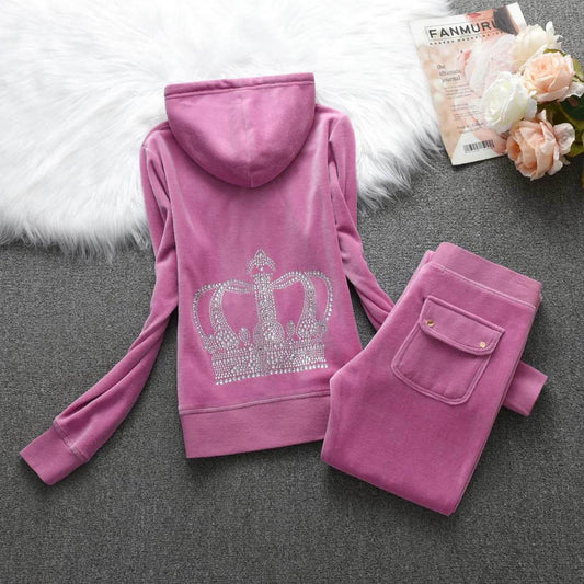 Spring /Fall 2023 Women's Elegant Velet Tracksuits Hoodies And Pants Sportswear Velour Suit Women Suit