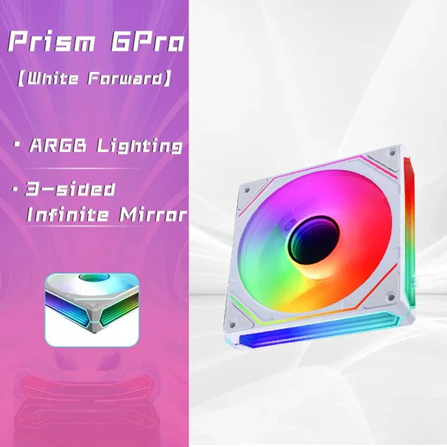 ICE Whale Prism 6PRO ARGB PC Case Fan 120mm 3-sided Infinite Mirror Motherboard Lighting Sync 4PIN PWM CPU Cooler ventilador