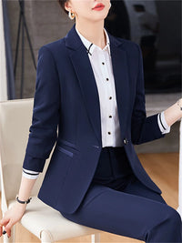 Yitimuceng Blue 2 Piece Sets Office Wear Women 2024 New Fashion Turn Down Collar Slim Single Button Blazers Chic Pant Suits