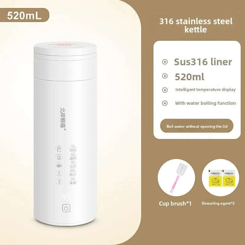 2026 New Boiling Cup 304/316 Stainless Steel Small Portable Boiling Water Stewing Health Cup Electric Heating Cup