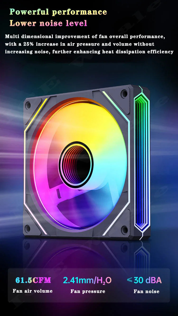 ICE Whale Prism 6PRO ARGB PC Case Fan 120mm 3-sided Infinite Mirror Motherboard Lighting Sync 4PIN PWM CPU Cooler ventilador