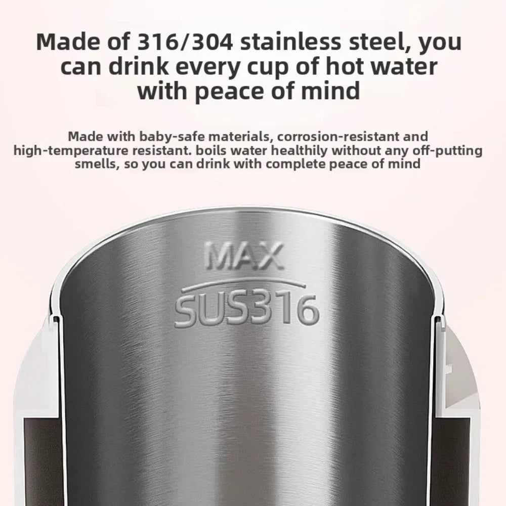 2026 New Boiling Cup 304/316 Stainless Steel Small Portable Boiling Water Stewing Health Cup Electric Heating Cup