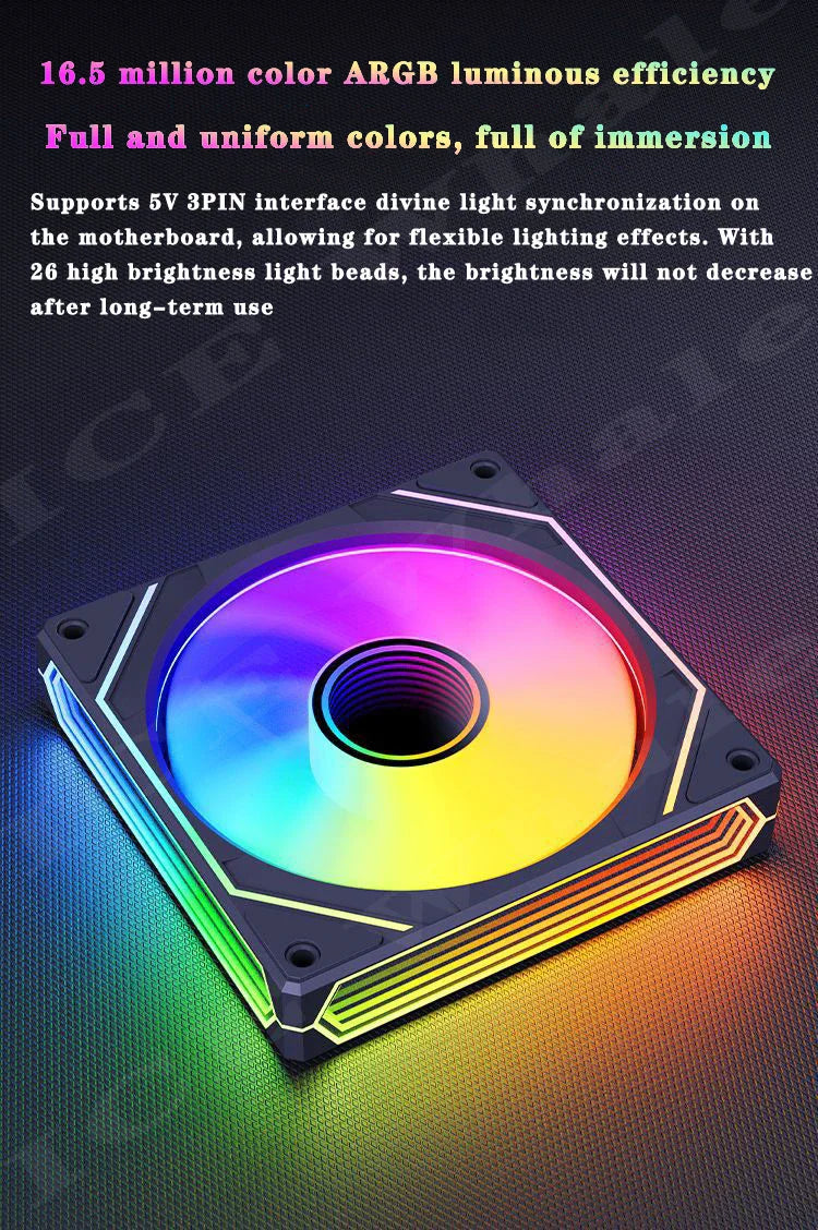 ICE Whale Prism 6PRO ARGB PC Case Fan 120mm 3-sided Infinite Mirror Motherboard Lighting Sync 4PIN PWM CPU Cooler ventilador