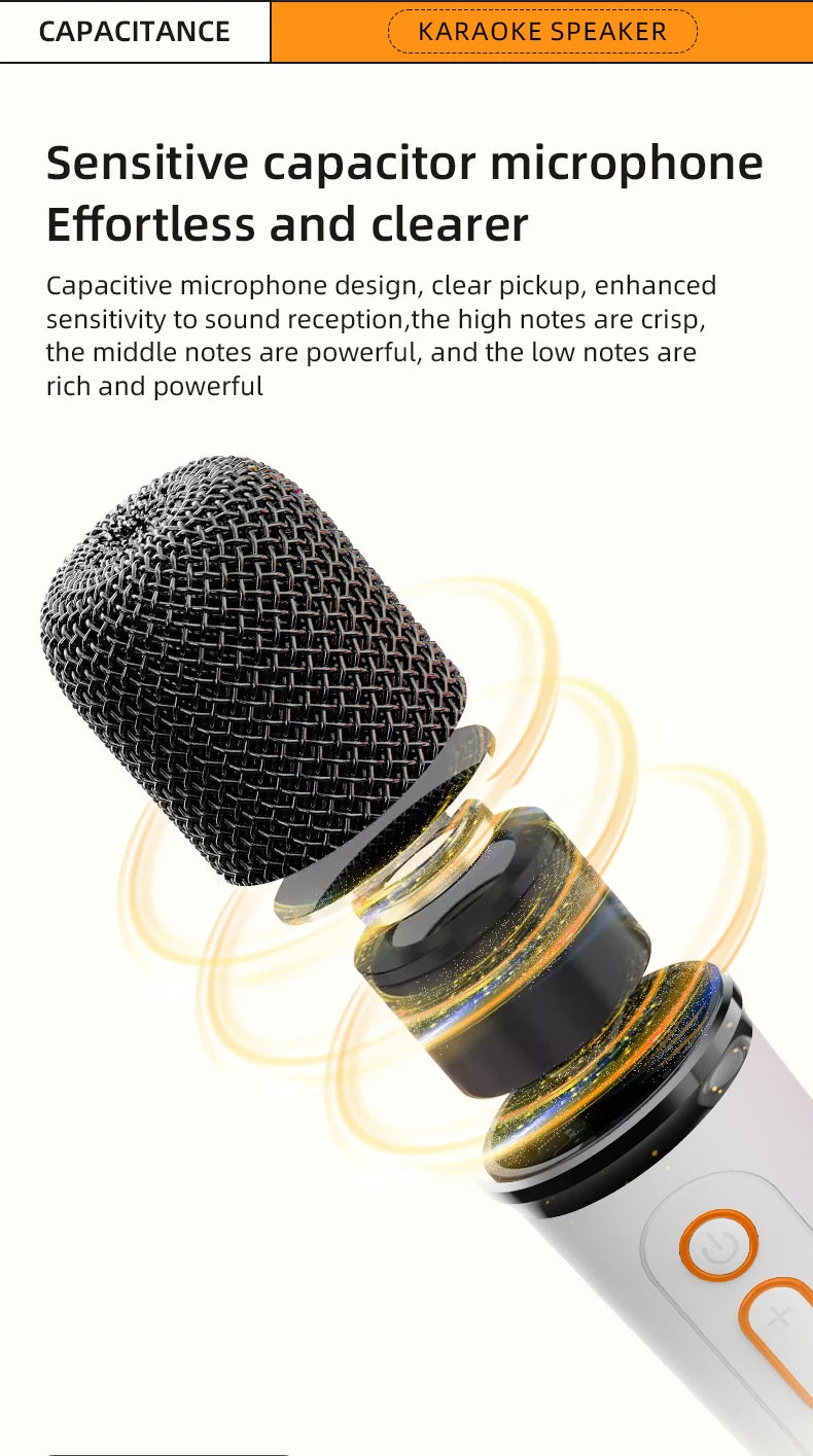 speakers microphone 5.3 bluetooth wireless Speakers with Mic Adjustable LED Lights Karaoke Machine  Wireless Karaoke Speaker