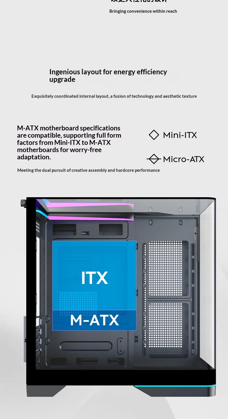 WJCOOLMAN AITO Mini MATX PC case RGB light strip 240 water cooler curved glass computer case