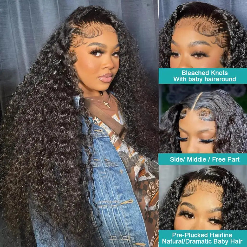 13x6 HD Loose Deep Wave Lace Frontal Wig Brazilian 13x4 Water Curly Human Hair 200% Density Preplucked Wigs 40 30 Inch For Women