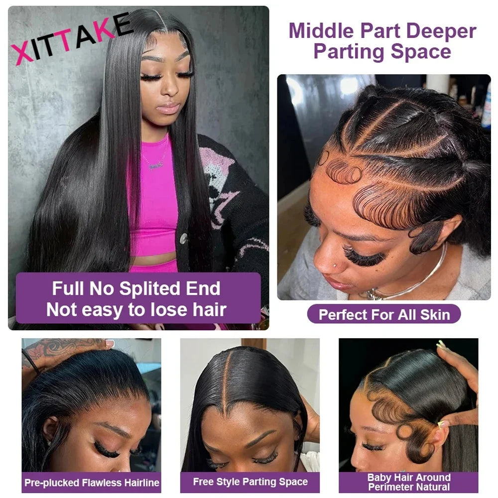 40 42 Inch HD Lace Front Human Hair Wigs For Women 13x6 Brazilian Human Hair Wigs 13x4 Bone Straight Lace Front Wig 220% Density