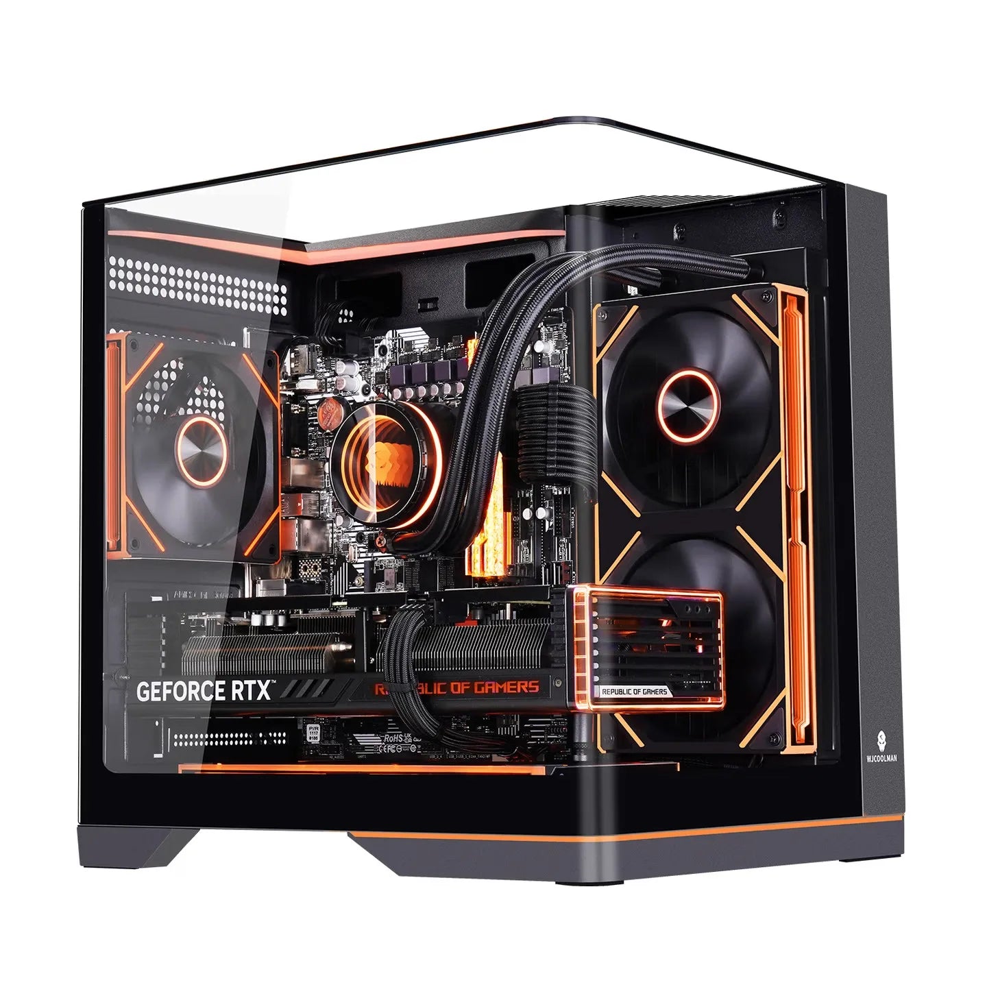 WJCOOLMAN WENJIE MINI three-sided side-lit integrated curved glass sea-view gaming case with ARGB lighting strip