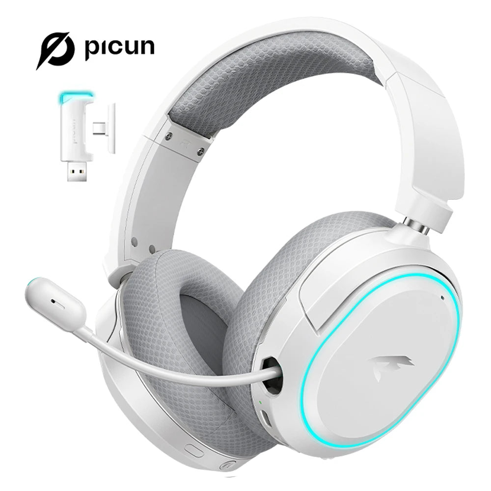Picun G2 2.4GHz Bluetooth Wireless Gaming Headset For PC PS4 PS5 Phone Switch 5ms Low Latency 7.1 Surround Wired Headset ENC Mic